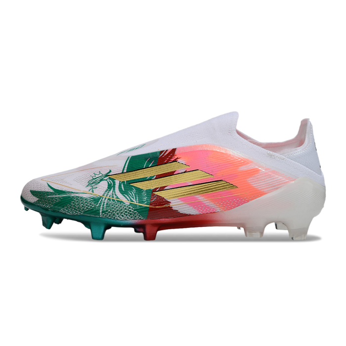 Adidas F50 Elite Laceless FG White Gold Green
