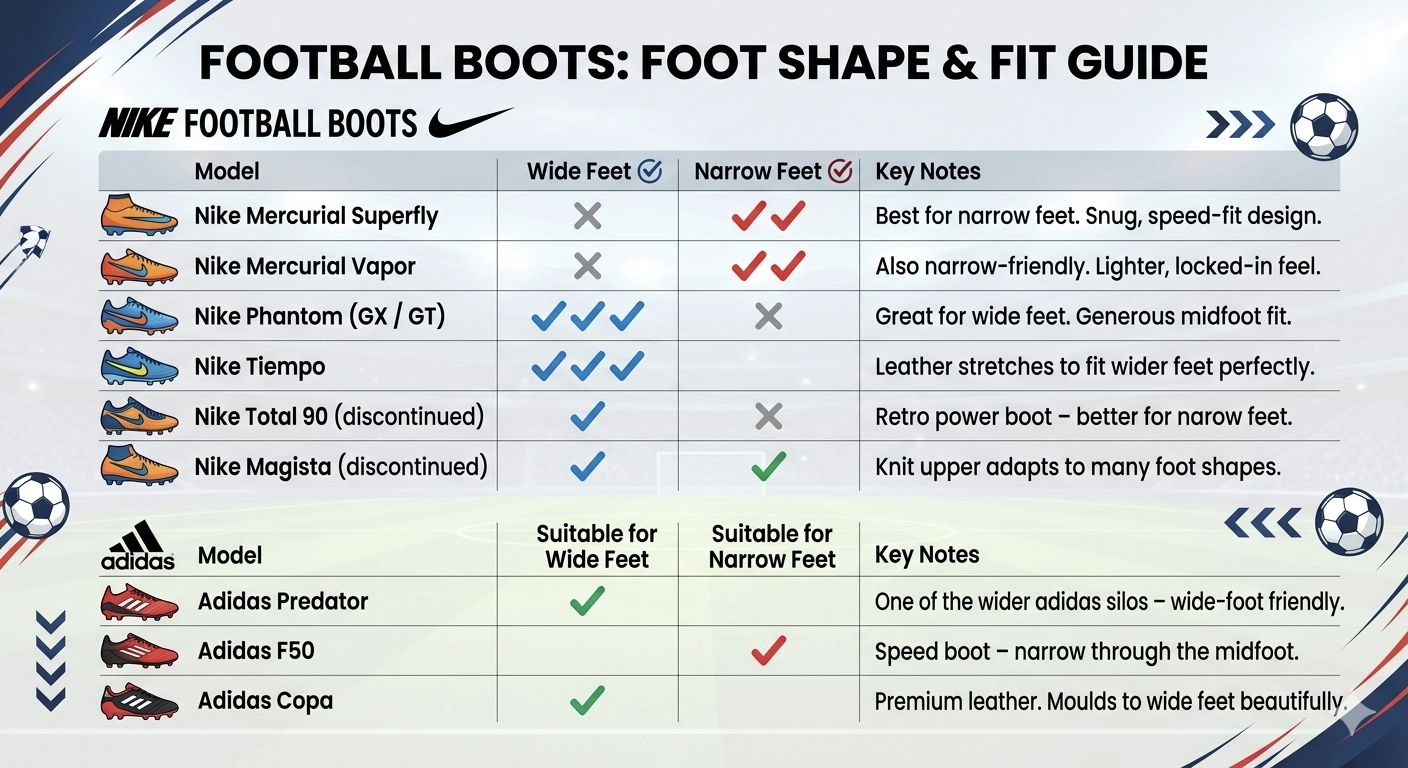 Football Boot Fit Guide: Wide Feet vs Narrow Feet Football Boot Fit Guide: Wide Feet vs Narrow Feet